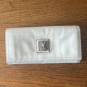 Tignanello Wallet - Ivory Leather - Silvertone Hardware - Very Good Condition